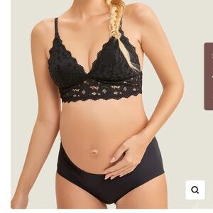 Momanda Black Lace Plunge Nursing Bralette NWOT 34C Wire free